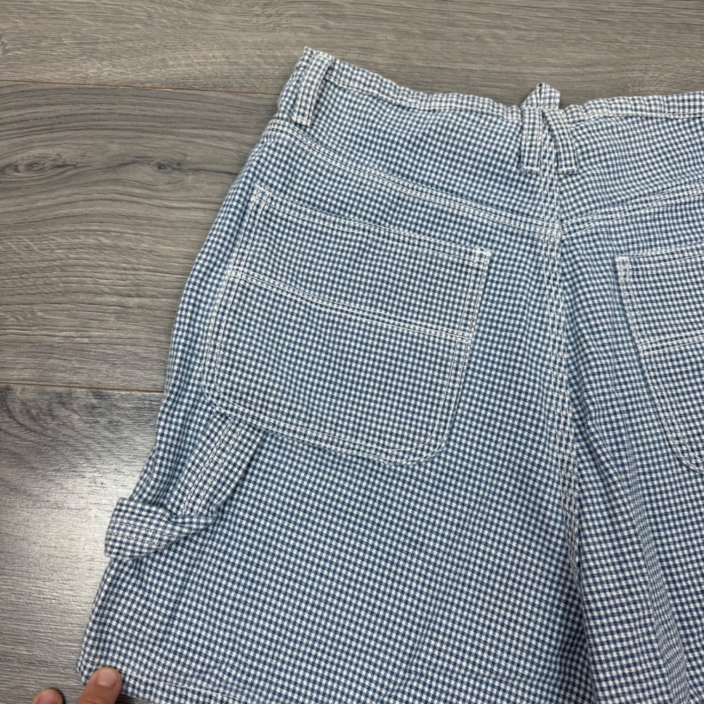 Vintage Route 66 Womens Blue Gingham High Waisted Carpenter Shorts Size 9/10 - Picture 8 of 10
